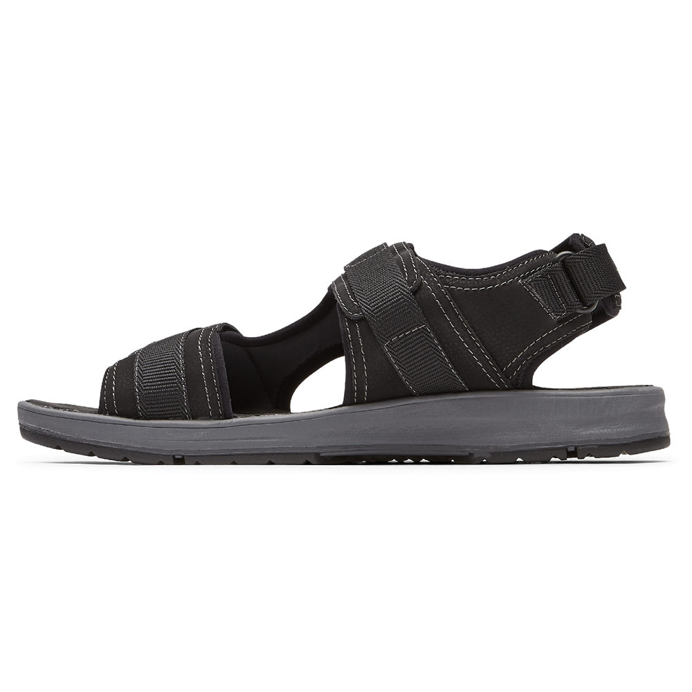 Rockport Singapore Mens Sandals - Lucky Bay Sport 3 Strap Black - MA6378125